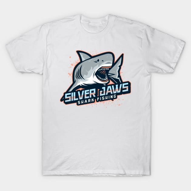 Silver Jaws Shark Fishing T-Shirt by Tip Top Tee's